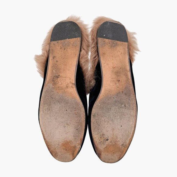 Gucci Princetown Black Velvet Fur Lined Horsebit Mules Size 38.5 US 8.5 Women's - Picture 12 of 15